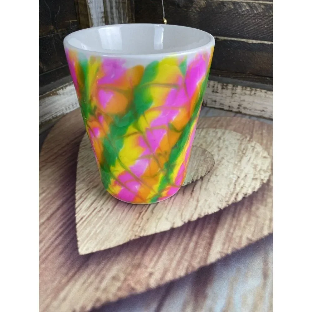 Neon Colors Tie Dye Style Coffee Tea Cup Mug Handmade Epoxy Resin Mug 14 oz